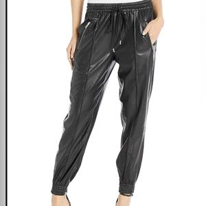 Blank NYC faux leather drawstring joggers
